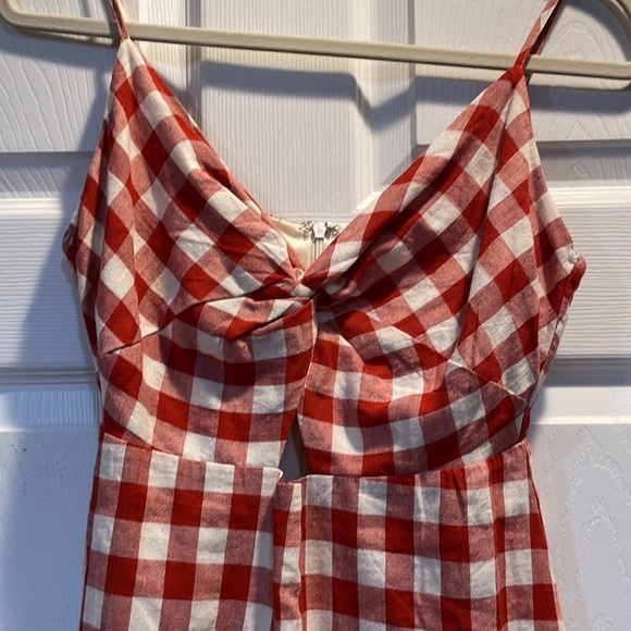 Cotton Candy LA Red Gingham Check Cut Out Dress S - Picture 4 of 7